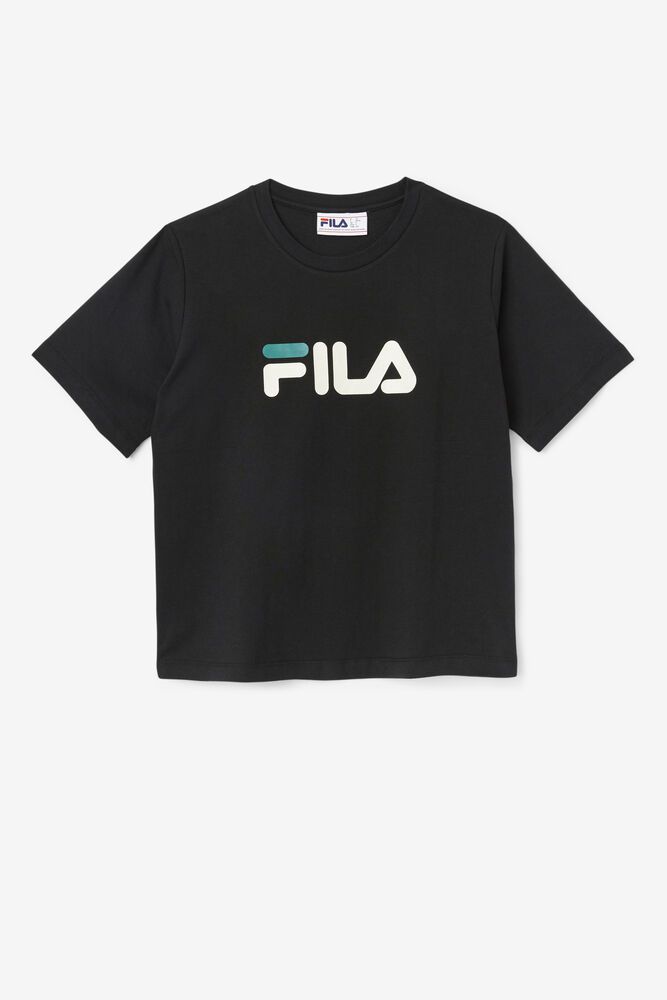 Fila Thea Black T-Shirt Womens - NZ 37564-XSPI